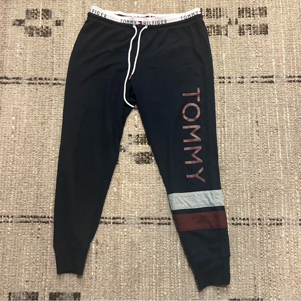 Tommy Hilfiger Navy and Burgundy Joggers